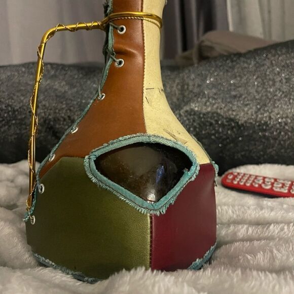 Decorative leather wrapped brown glass decantur/bottle/jug/jar - Picture 6 of 12